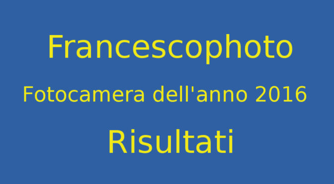 Fotocamere dell’anno 2016 – Risultati